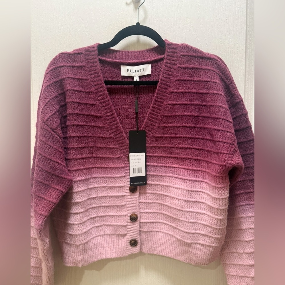 ELLIATT VALERI CARDIGAN Gradient Pink Women's Sweater size S NWT - Picture 5 of 8